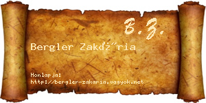 Bergler Zakária névjegykártya